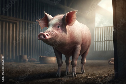 A free little pig in a barn. Ai generated. © Joaquin Corbalan