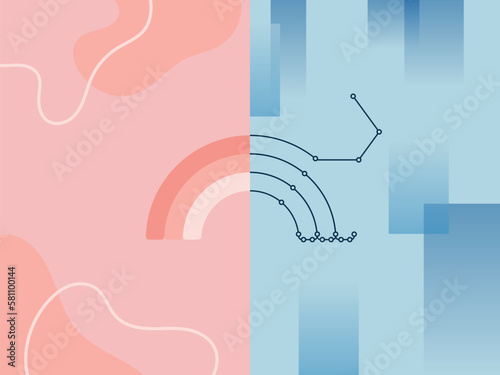 A boho rainbow that is half wireframe to represent creating vector art.