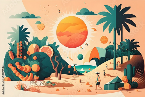 Summer concept illustration. Generative AI