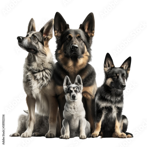 family dogs isolated on background