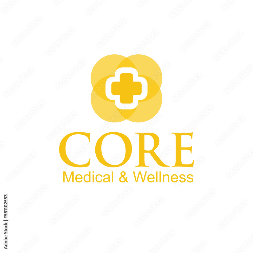 circle medical health clinic logo design full color illustration