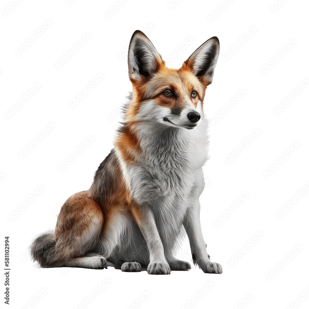 brown fox isolated on white