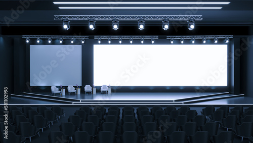 3D render of Empty stage Design for mockup and Corporate identity, Scene event led, Show on the stage.