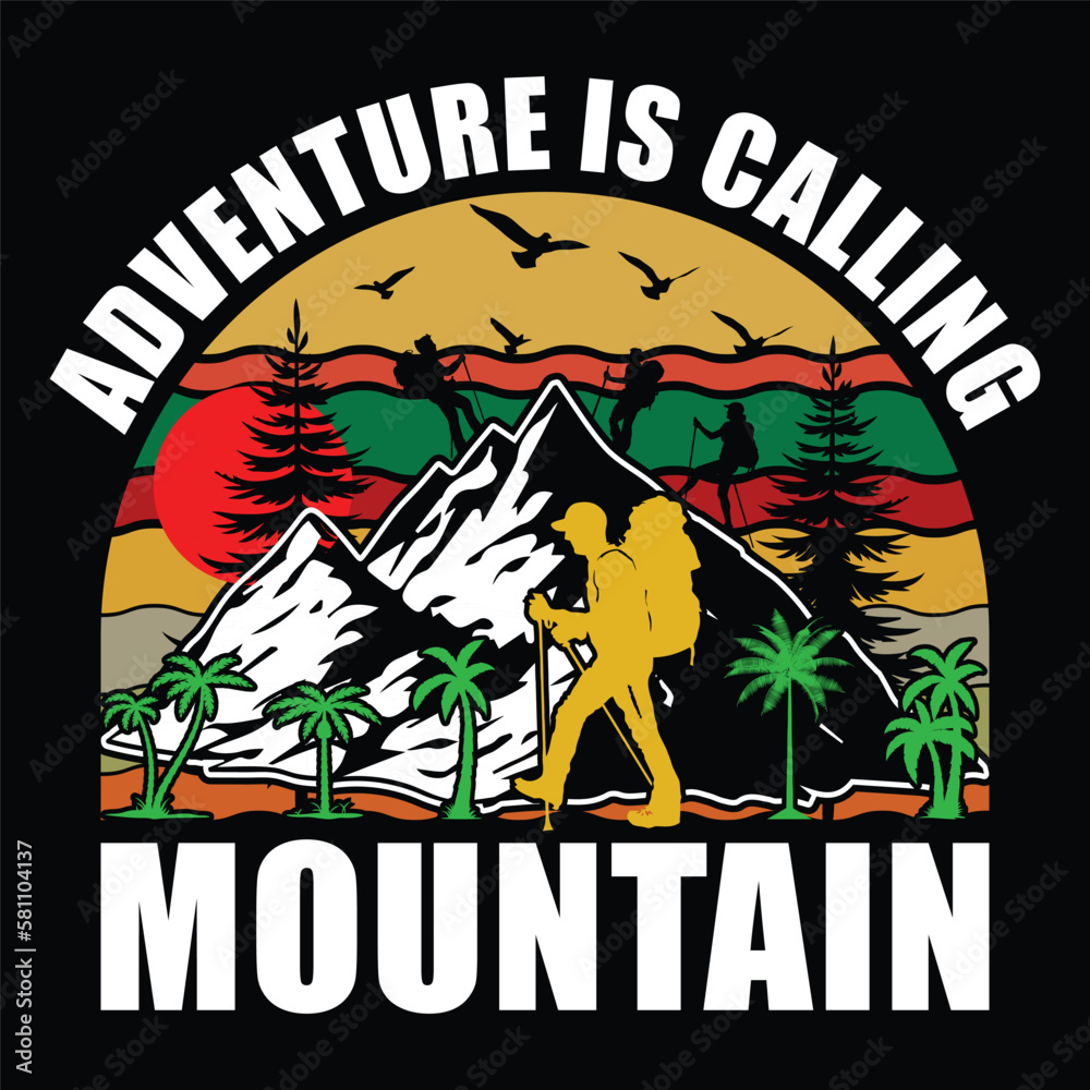 Adventure Is Calling Mountain, Vintage Hiking T-Shirt, Adventure T-Shirt, Mountain T-Shirt, Retro T-Shirt.