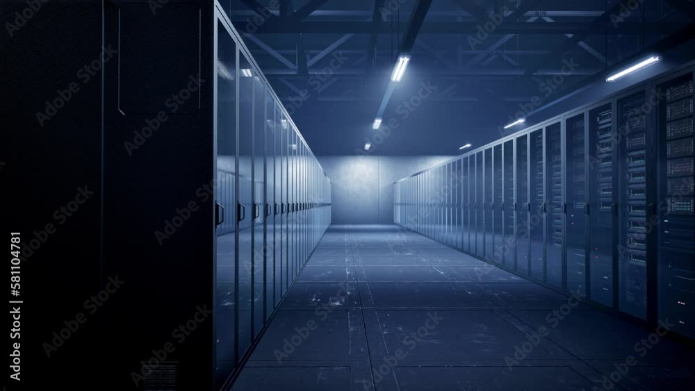 Server Racks in Server Room Data Center, Computer Network Security