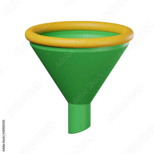 green plastic funel 3d icon photo