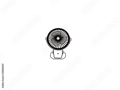 Table fan in outline style. Modern electric fan different types colors set realistic vector illustration. Table fan, vector illustration. Air cooling device, electric fan isolated on white background.