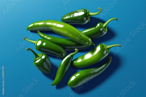 Jalapeno on a blue background. For design. AI Generated.