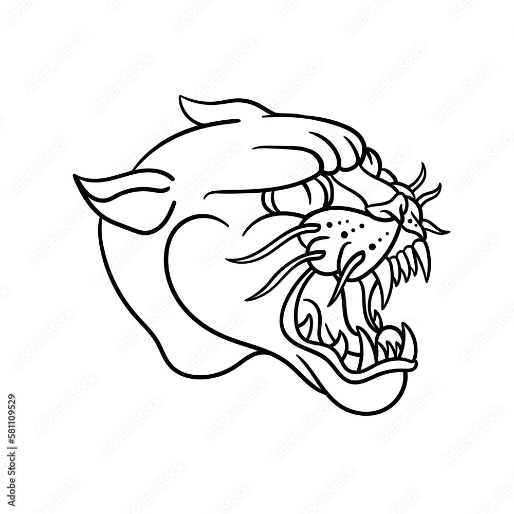 Hand drawn illustration of panther head outline design Stock Vector ...