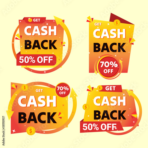 Flat design cashback offer banner and label collection.