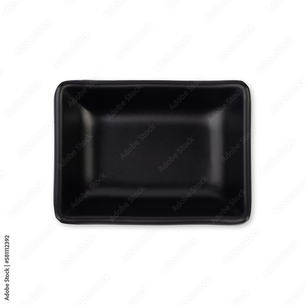 Small black ceramic plate isolated over white background Small black ceramic plate isolated over white background