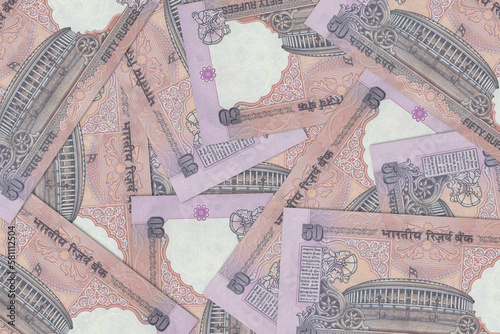 Indian banknotes. Close up money from India. Indian rupee currency of the Republic of India.3D render
