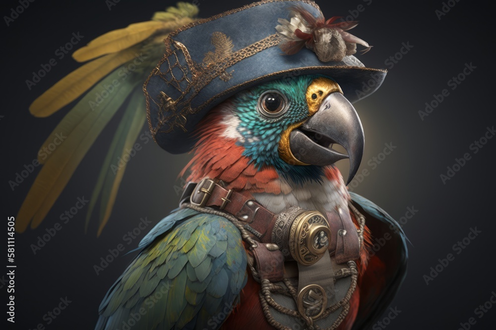 Exotic Macaw Pirate UltraDetailed & ColorCoded Vector Illustration