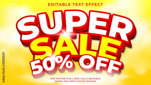 Super sale promotion 3d editable text effect