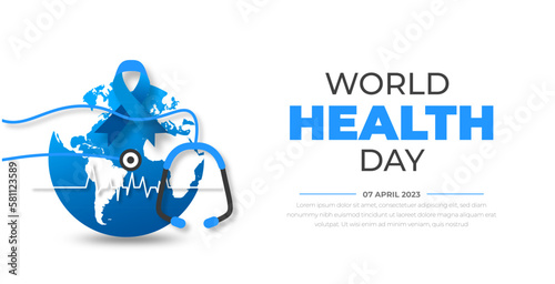 World Health Day background design template. World Health Day is a global health awareness day celebrated every year on 7th April. World Health Day banner design template.