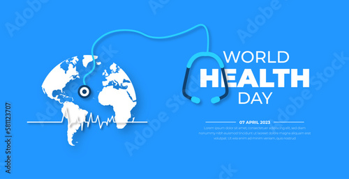 World Health Day background design template. World Health Day is a global health awareness day celebrated every year on 7th April. World Health Day banner design template.