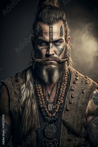 Viking Man Portrait. Generative AI