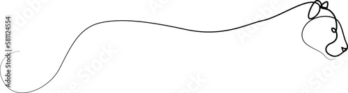 Puma or lioness abstract continuous line drawing. Wildlife vector illustration.