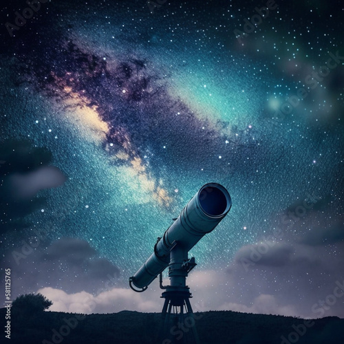 Telescope to see the stars. Generative AI.