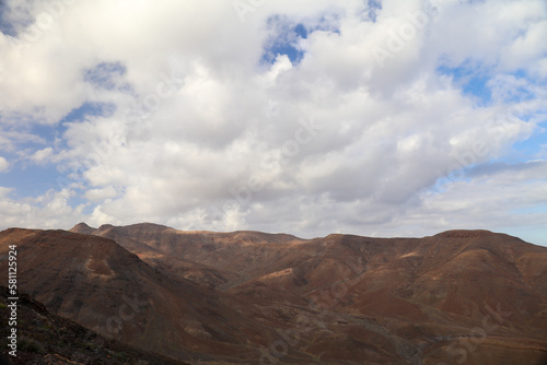 Panoramic view of the Cuchillos de Vigán and the desert land of Fuerteventura