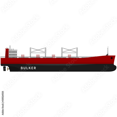 Red bulker ship in flat style