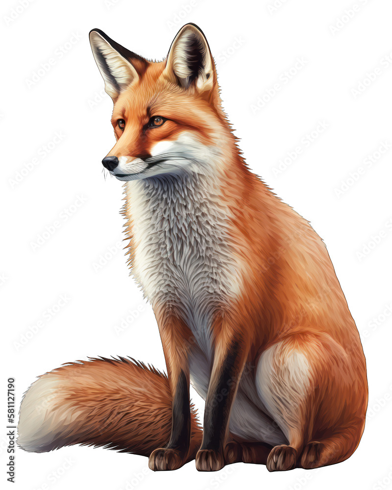 Fototapeta premium Fox Illustration With Transparent Background. Generative Ai.