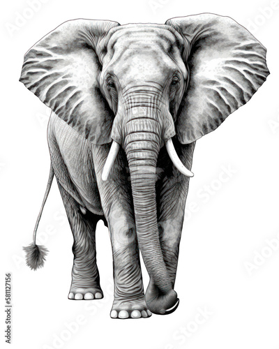 Elephant Illustration With Transparent Background. Generative Ai.