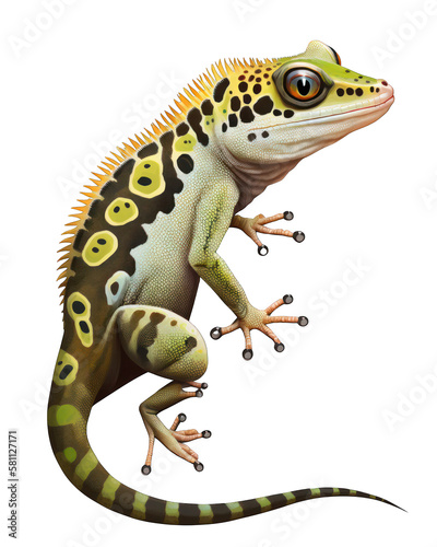 Gecko Illustration With Transparent Background. Generative Ai. © Razvan
