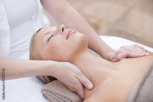 Nothing beats a good spa treatment. A young woman enjoying a relaxing massage.