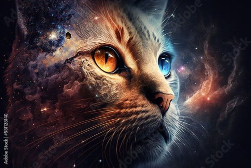 Magic cat with magical radiance (Generative AI)
