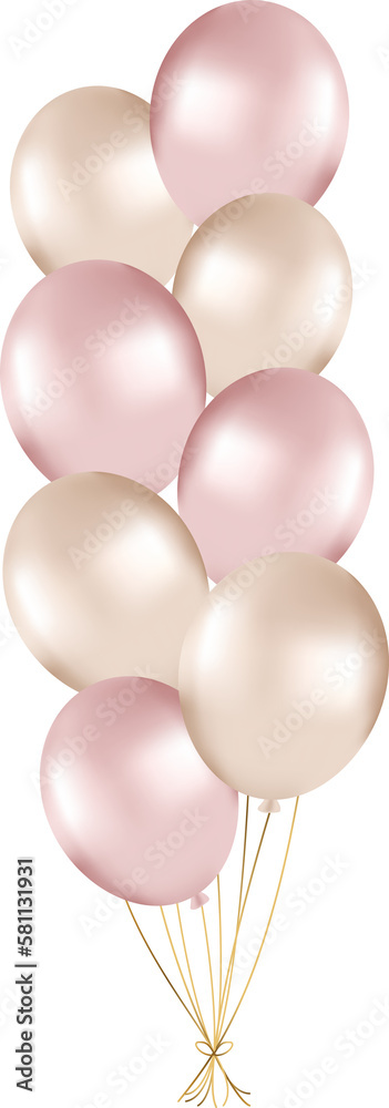 Bunch of pearl balloons in rose and gold tones. Balloons for party decorations Bunch of pearl balloons in rose and gold tones. Balloons for party decorations