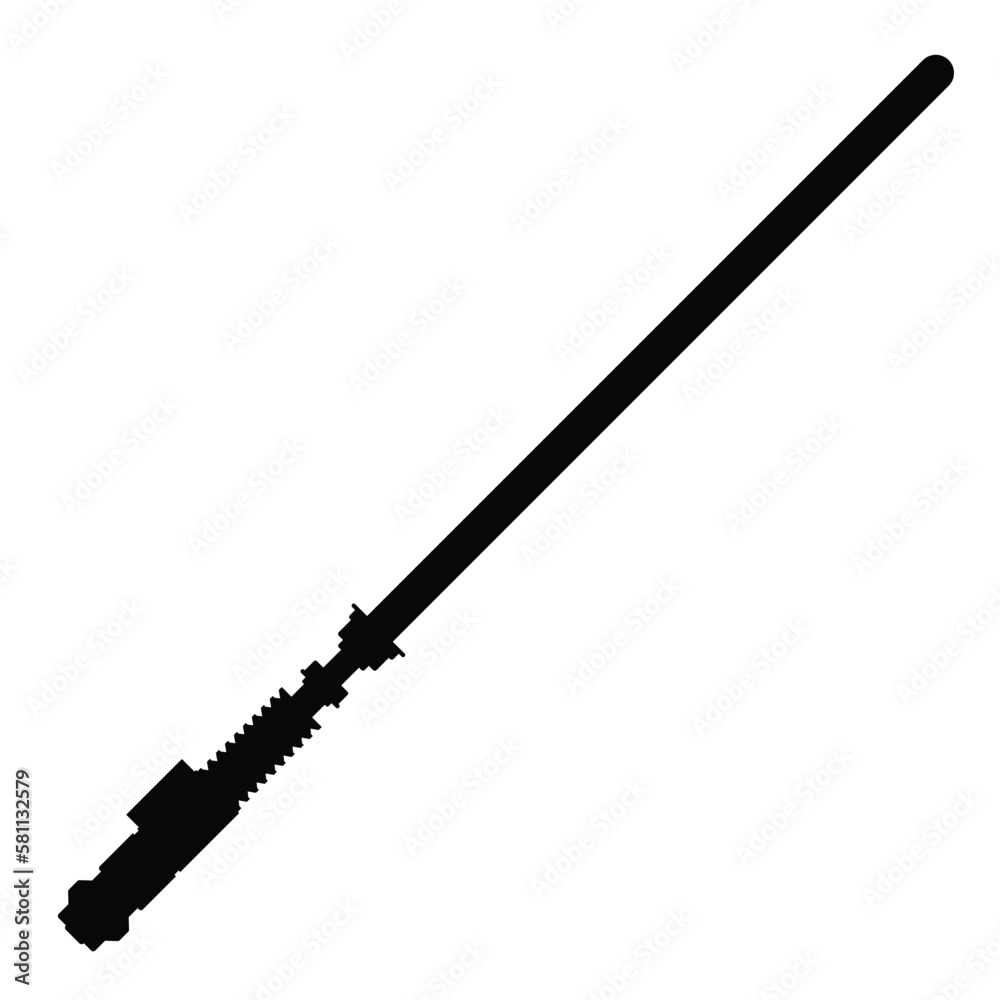 Naklejka premium Lightsaber Silhouette. Black and White Icon Design Element on Isolated White Background