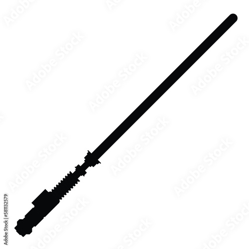 Lightsaber Silhouette. Black and White Icon Design Element on Isolated White Background