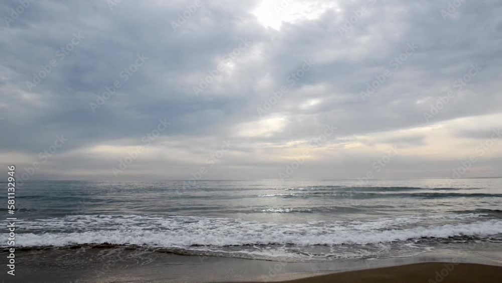 Sea waves at cloudy weather with slow motion effect Sea waves at cloudy weather with slow motion effect