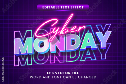 Cyber monday neon glow editable text effect