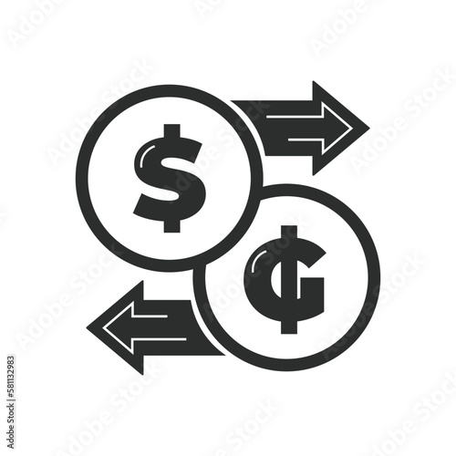 Vector illustration. Currency exchange. Money conversion. Dollar to guarani icon isolated on white background. Dollar to Guarani exchange icon with arrow. Guarani to usd PYG photo