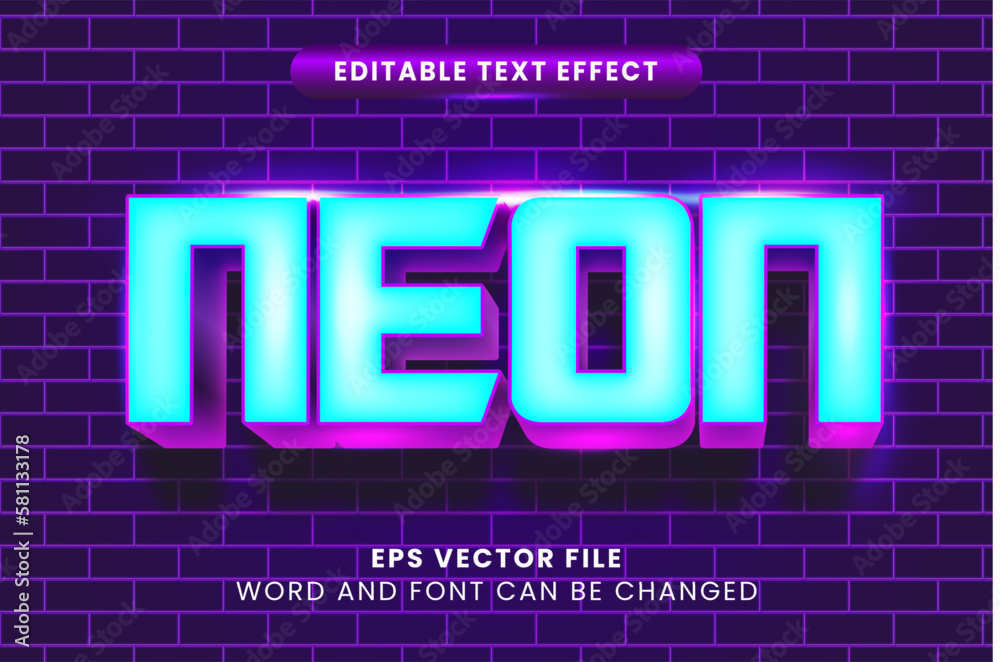Obraz premium 3d neon style editable text effect