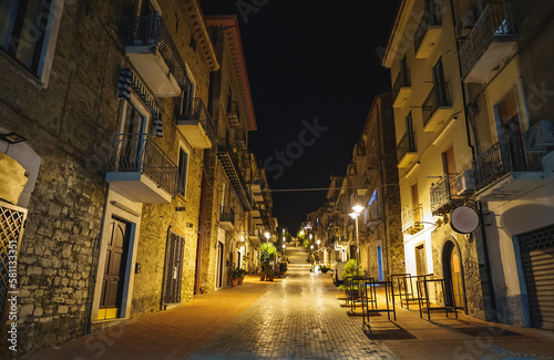Streets of the Italian city of Agropoli late at night. photo