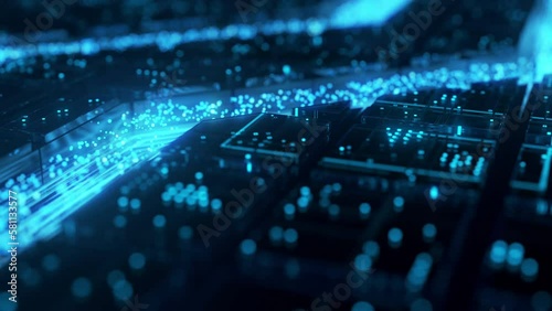 Process of the transfering data inside neural engine. The data is transmitted from sources of the knowledge to the processors of the artificial intelligence directly. This is a machine learning.