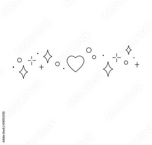 Vector isolated simplest hearts stars and bubbles composition  colorless black and white contour line easy drawing