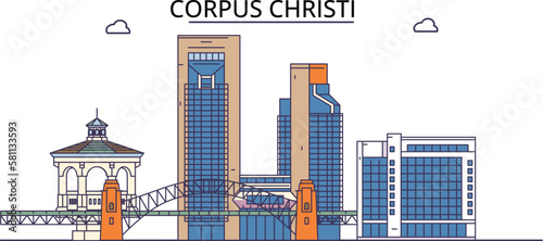 United States, Corpus Christi tourism landmarks, vector city travel illustration photo