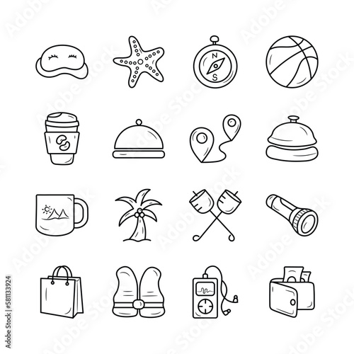 Travel Vector Hand Draw Outline icon style illustration. EPS 10 Files Set 6