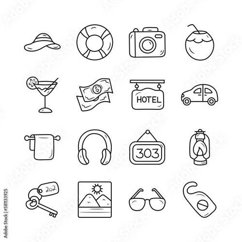 Travel Vector Hand Draw Outline icon style illustration. EPS 10 Files Set 5