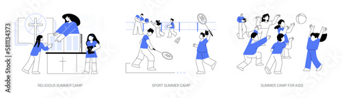 Active summertime abstract concept vector illustrations.