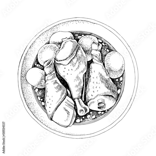 Indonesian gulai ayam or chicken curry in a bowl 