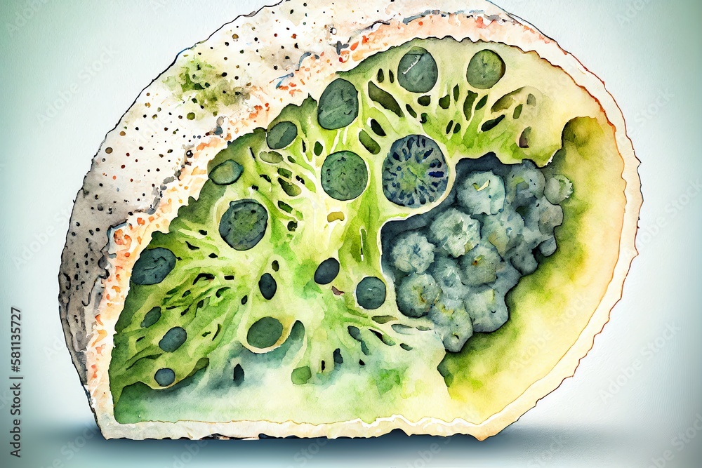 Watercolor Illustration of a Detailed Macro Image Of Mold For Example ...