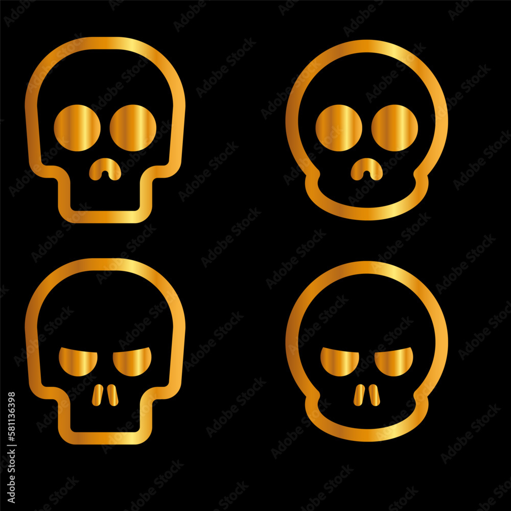 Skulls and crossbones. Skulls with cross icon collection isolated on