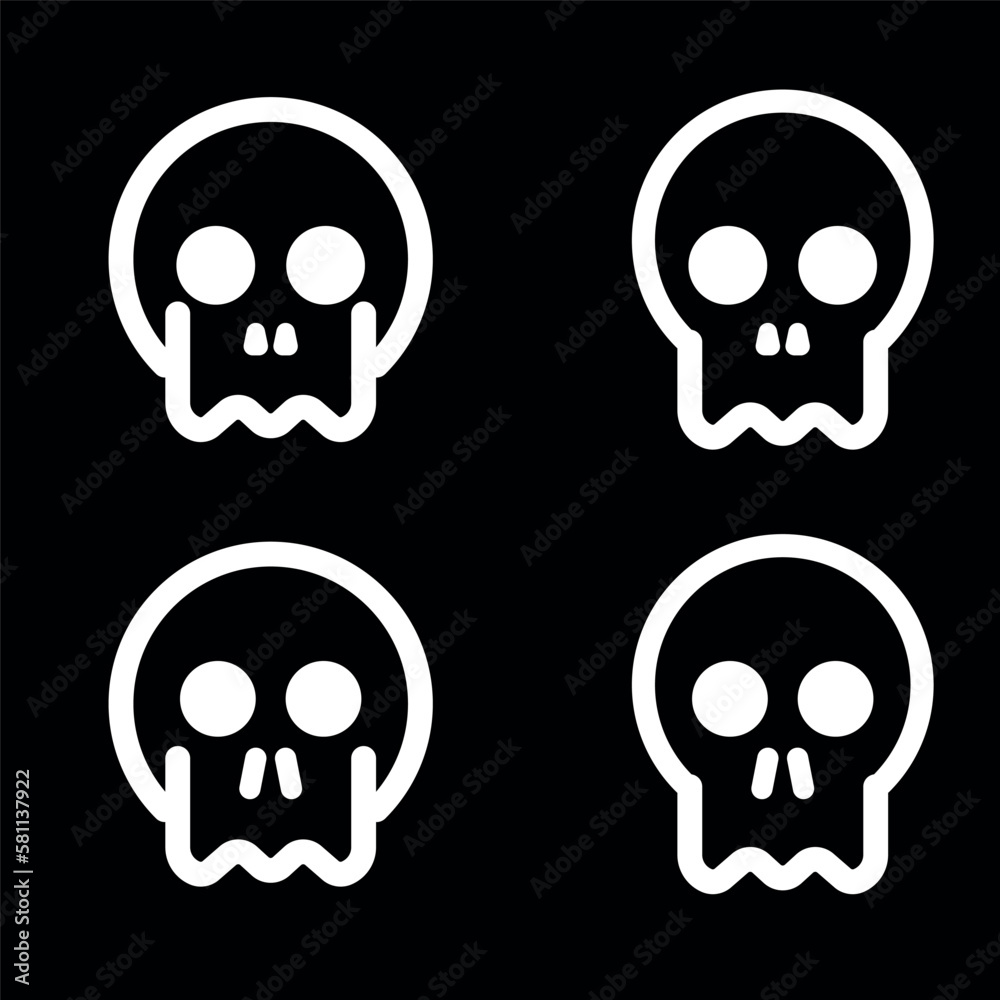 Skulls and crossbones. Skulls with cross icon collection isolated on white background. Death logo, symbol, sign. pirate symbol. Vector graphic. 