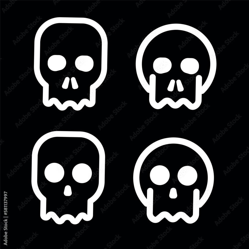 Skulls and crossbones. Skulls with cross icon collection isolated on white background. Death logo, symbol, sign. pirate symbol. Vector graphic. Skulls and crossbones. Skulls with cross icon collection isolated on white background. Death logo, symbol, sign. pirate symbol. Vector graphic.