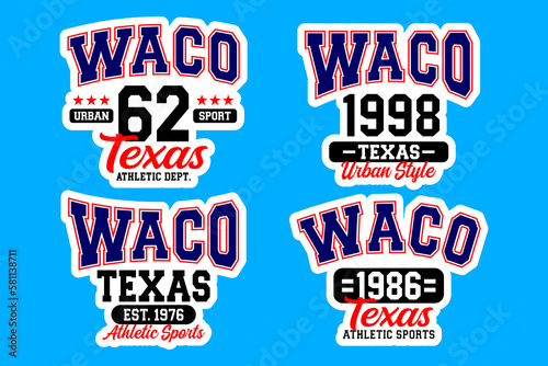 Set waco texas of vintage poster with a label